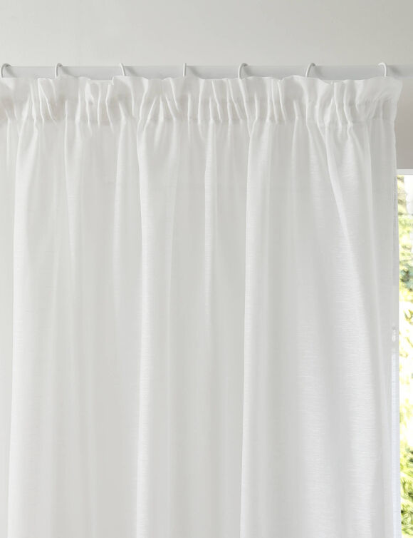 Panneau lin polyester base plombée finition galon fronceur (blanc) Panneau lin polyester base plombée finition galon fronceur (blanc)